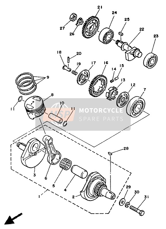 Yamaha SR125 1992 KURBELWELLE & KOLBEN für ein 1992 Yamaha SR125