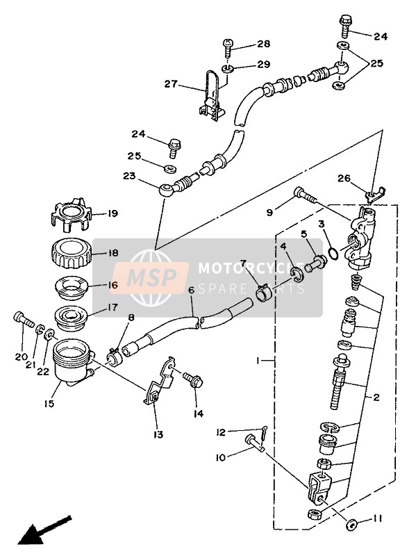 Yamaha TZR125 1992 Rear Master Cylinder for a 1992 Yamaha TZR125