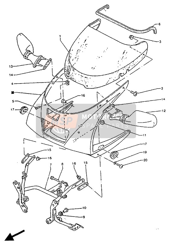 4DLF62800000, Rear View Mirror Assy(Left), Yamaha, 0