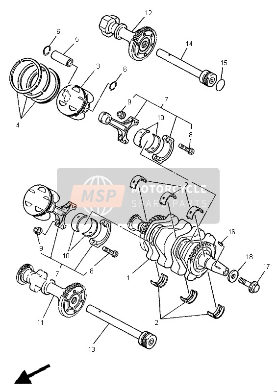 Yamaha TDM850 1995 Vilebrequin & Piston pour un 1995 Yamaha TDM850