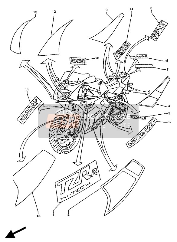Yamaha TZR125R 1992 Alterner (Emblème) pour un 1992 Yamaha TZR125R