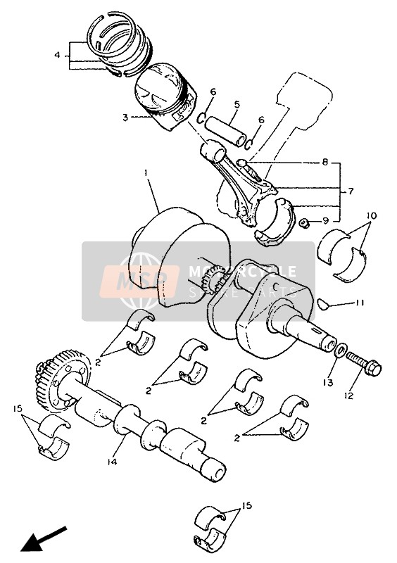 1FK114166100, Plane Bearing, Crankshaft 1, Yamaha, 0