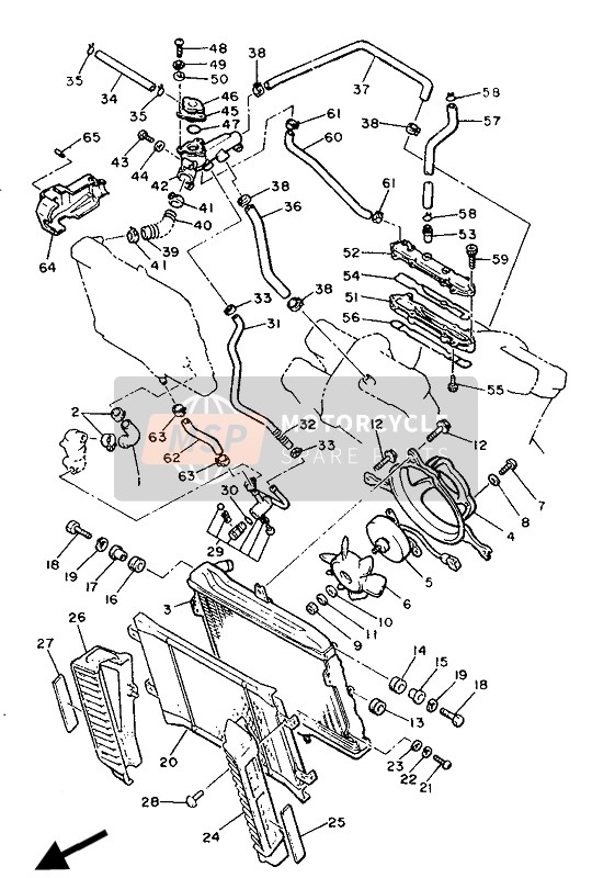 Yamaha V-MAX12 1992 Radiateur & Tuyau pour un 1992 Yamaha V-MAX12