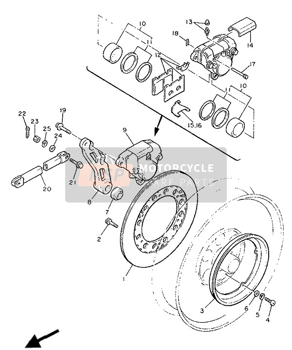 Yamaha V-MAX12 1992 Rear Brake Caliper for a 1992 Yamaha V-MAX12