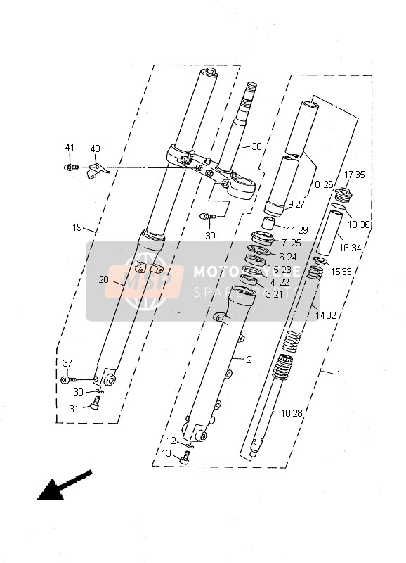 Yamaha TDR125 2000 Front Fork for a 2000 Yamaha TDR125