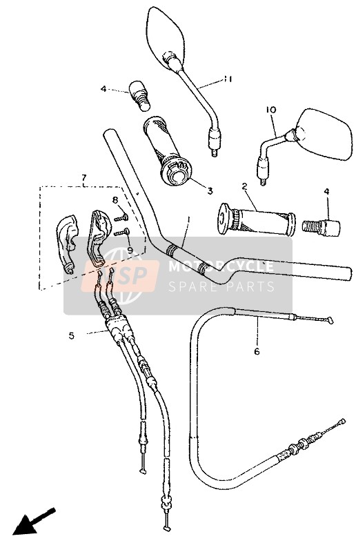 Yamaha XJ600S DIVERSION 1992 Steering Handle & Cable for a 1992 Yamaha XJ600S DIVERSION
