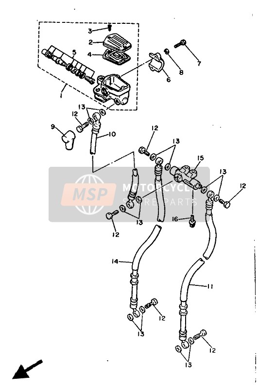 Yamaha XJ900F 1992 Cilindro maestro delantero para un 1992 Yamaha XJ900F