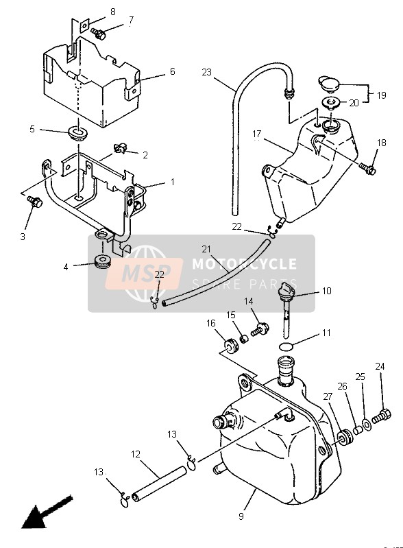 Yamaha TDM850 1995 Tanque de aceite para un 1995 Yamaha TDM850