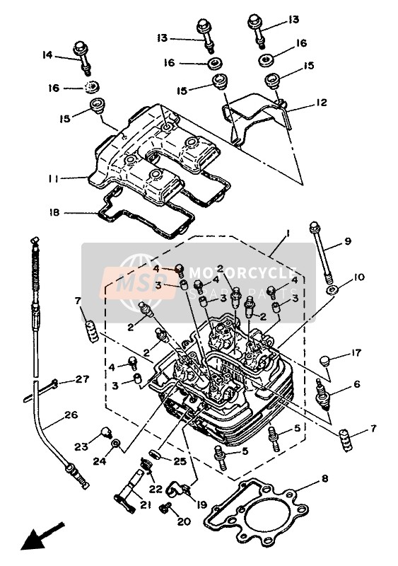 Yamaha XT350 1992 Cylinder Head for a 1992 Yamaha XT350