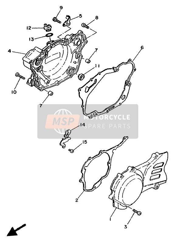 Yamaha XT350 1992 Crankcase Cover 1 for a 1992 Yamaha XT350