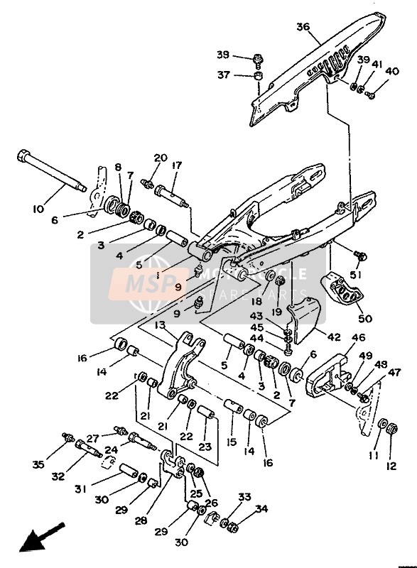 42U221510100, Protezione Forcellone, Yamaha, 1