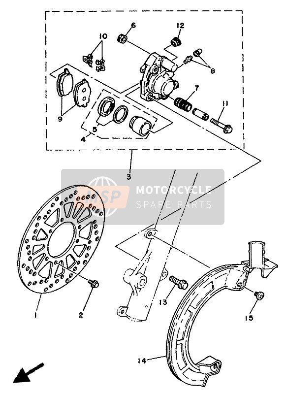 Yamaha XT350 1992 BREMSSATTEL VORNE für ein 1992 Yamaha XT350