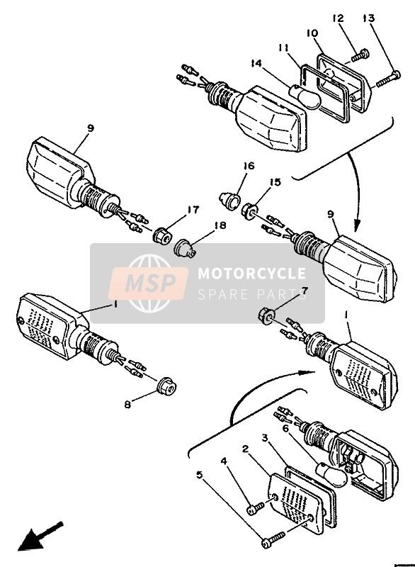 Yamaha XT350 1992 Luz intermitente para un 1992 Yamaha XT350