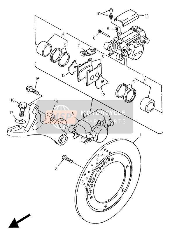 Yamaha TDM850 1995 Rear Brake Caliper for a 1995 Yamaha TDM850