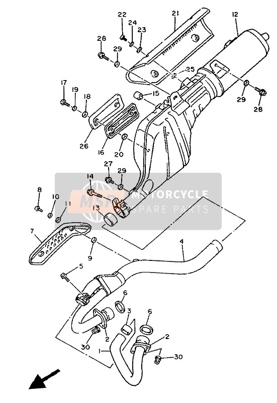 Yamaha XTZ660 TENERE 1992 Exhaust for a 1992 Yamaha XTZ660 TENERE