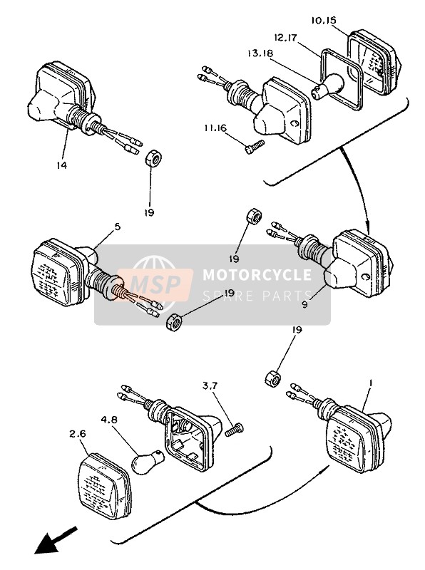 Yamaha XTZ660 TENERE 1992 Luz intermitente para un 1992 Yamaha XTZ660 TENERE