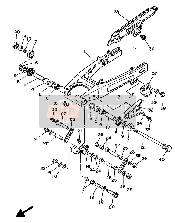 Yamaha XTZ750 SUPERTENERE 1992 Rear Arm for a 1992 Yamaha XTZ750 SUPERTENERE