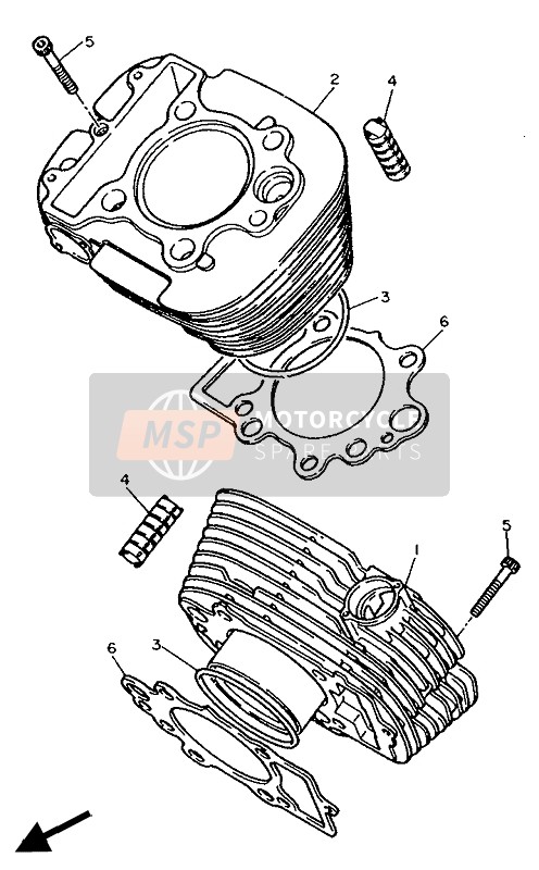Yamaha XV535 VIRAGO 1992 Cylinder for a 1992 Yamaha XV535 VIRAGO