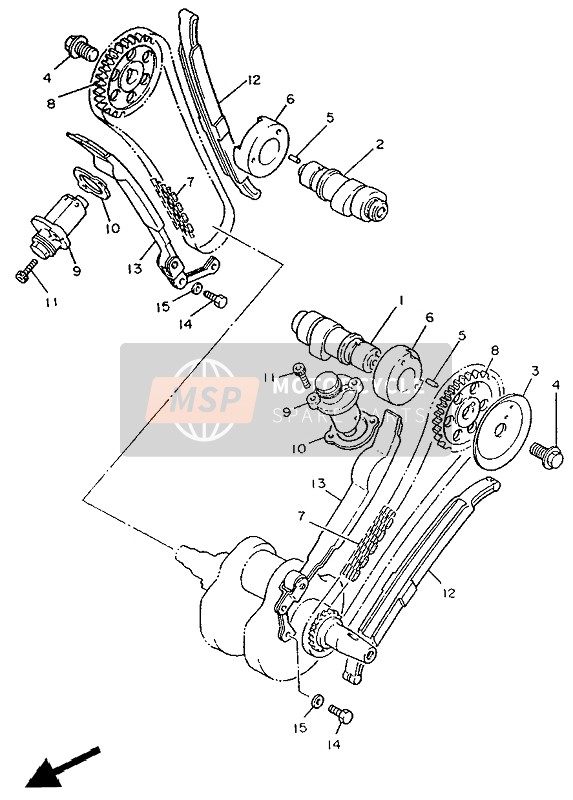 Yamaha XV535 VIRAGO 1992 Camshaft & Chain for a 1992 Yamaha XV535 VIRAGO