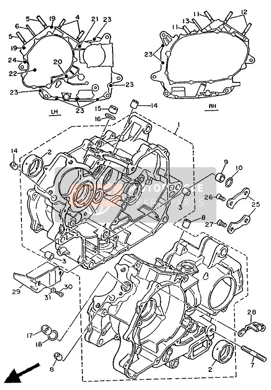 Yamaha XV535 VIRAGO 1992 KURBELGEHÄUSE für ein 1992 Yamaha XV535 VIRAGO