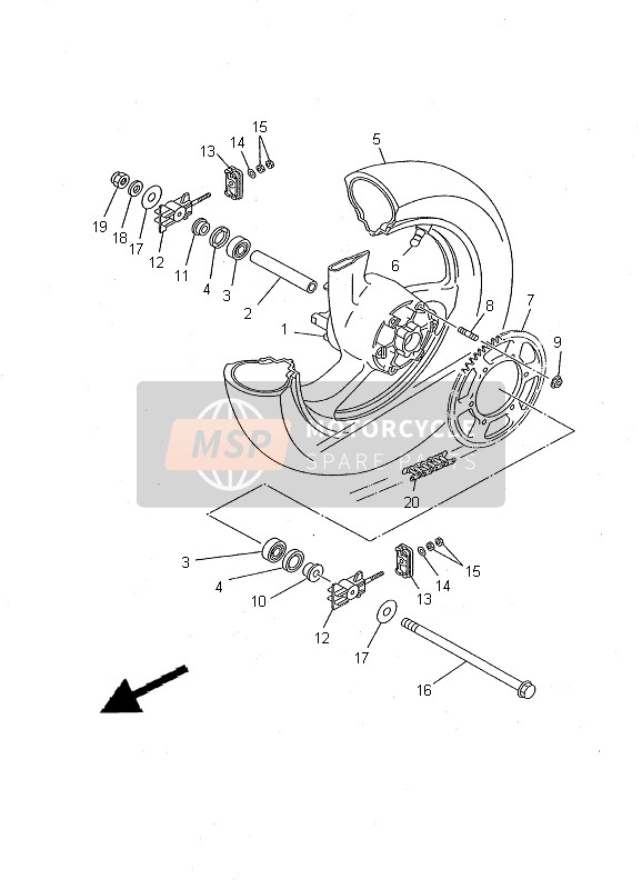 Yamaha TDR125 2000 Ruota posteriore per un 2000 Yamaha TDR125