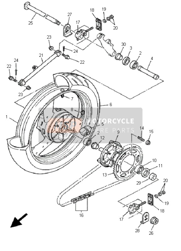 Yamaha YZF600R THUNDERCAT 2001 Roue arrière pour un 2001 Yamaha YZF600R THUNDERCAT