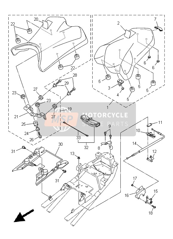 36P247502100, Tandem Seat Assy, Yamaha, 0