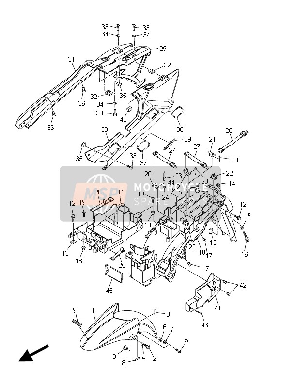 Yamaha FJR1300A 2015 Spatbord voor een 2015 Yamaha FJR1300A