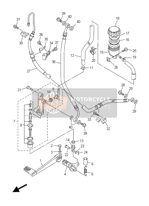 Yamaha FJR1300A 2015 Rear Master Cylinder for a 2015 Yamaha FJR1300A