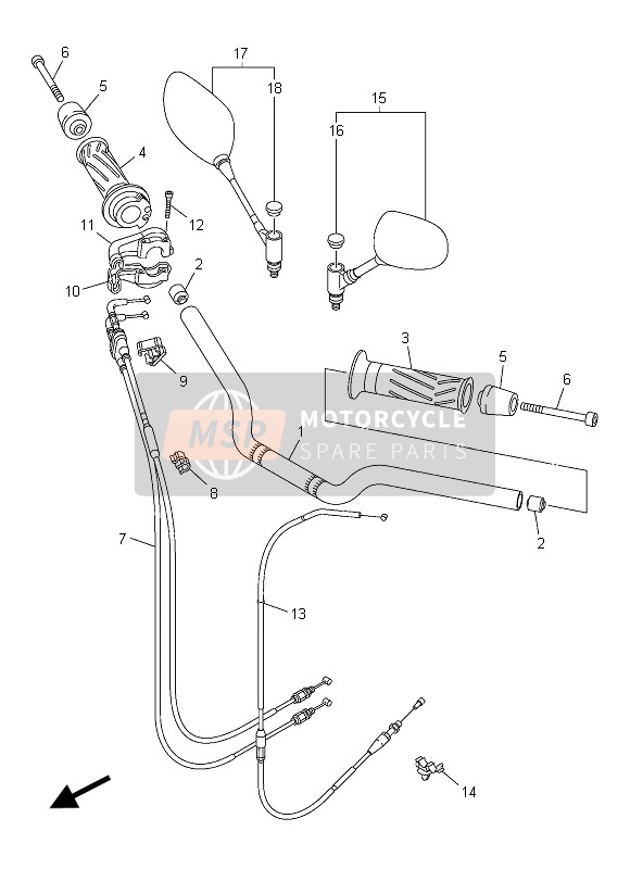 Yamaha FZ8-N 2015 Steering Handle & Cable for a 2015 Yamaha FZ8-N