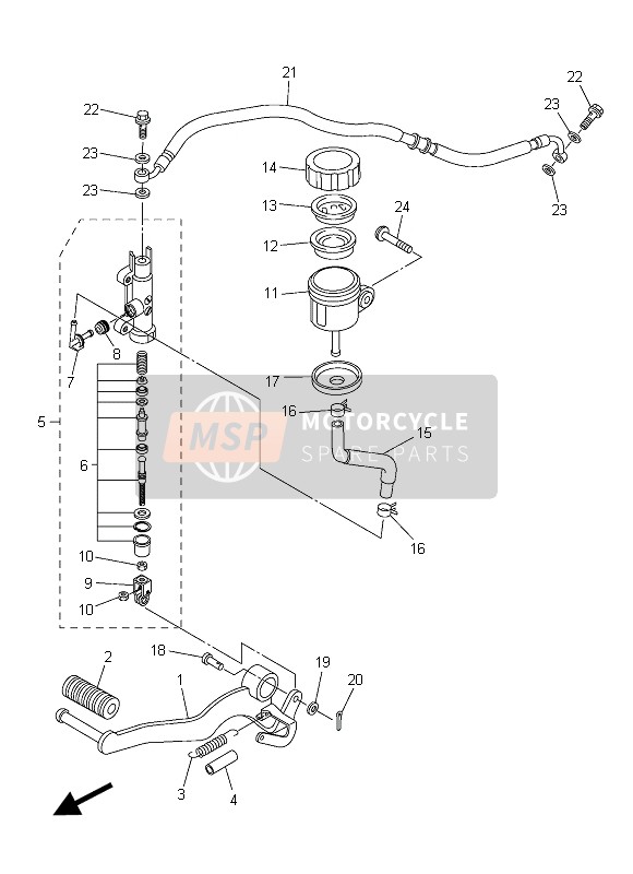 Yamaha FZ8-N 2015 Rear Master Cylinder for a 2015 Yamaha FZ8-N