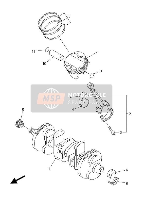 Yamaha FZ8-SA FAZER 2015 Cigüeñal & Pistón para un 2015 Yamaha FZ8-SA FAZER