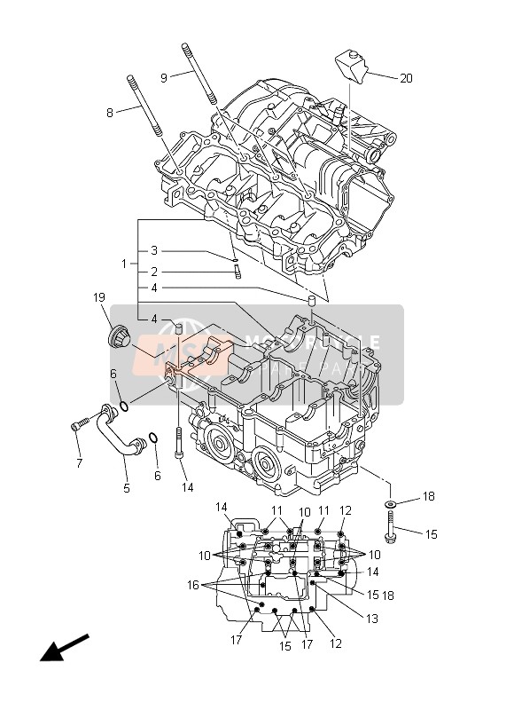 Yamaha FZ8-SA FAZER 2015 Kurbelgehäuse für ein 2015 Yamaha FZ8-SA FAZER