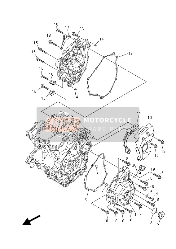 Yamaha MT07 ABS 2015 Tapa del cárter 1 para un 2015 Yamaha MT07 ABS