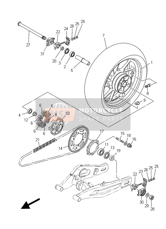 Yamaha MT07 ABS 2015 Rear Wheel for a 2015 Yamaha MT07 ABS