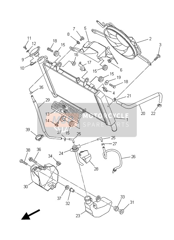 Yamaha MT09 2015 Radiator & Hose for a 2015 Yamaha MT09