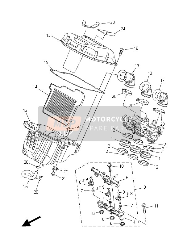 Yamaha MT09 2015 Intake 2 for a 2015 Yamaha MT09