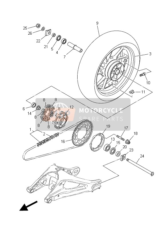 Yamaha MT09 2015 Rueda trasera para un 2015 Yamaha MT09