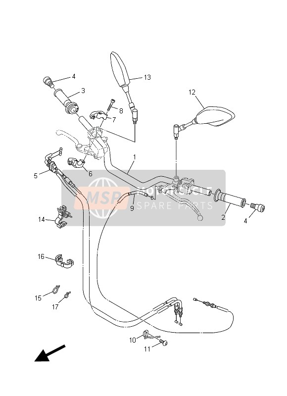 Yamaha MT09 2015 Manija de dirección & Cable para un 2015 Yamaha MT09