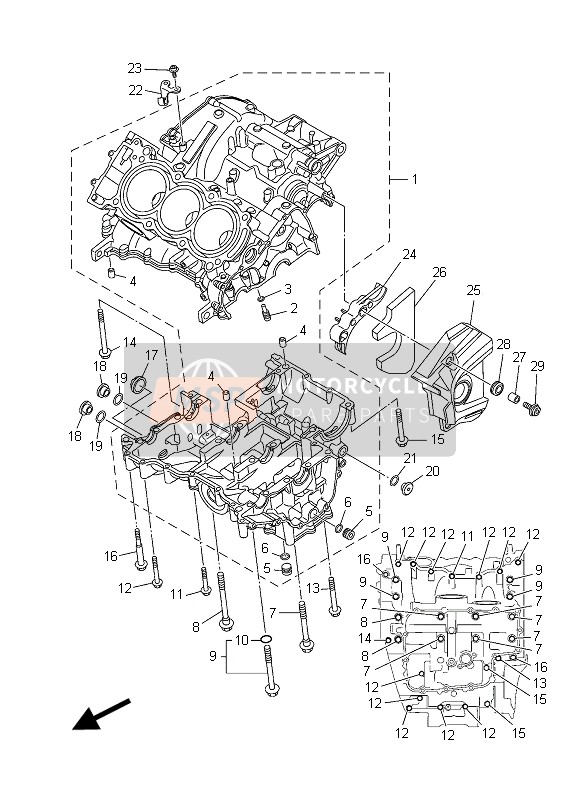 Yamaha MT09 ABS 2015 Kurbelgehäuse für ein 2015 Yamaha MT09 ABS
