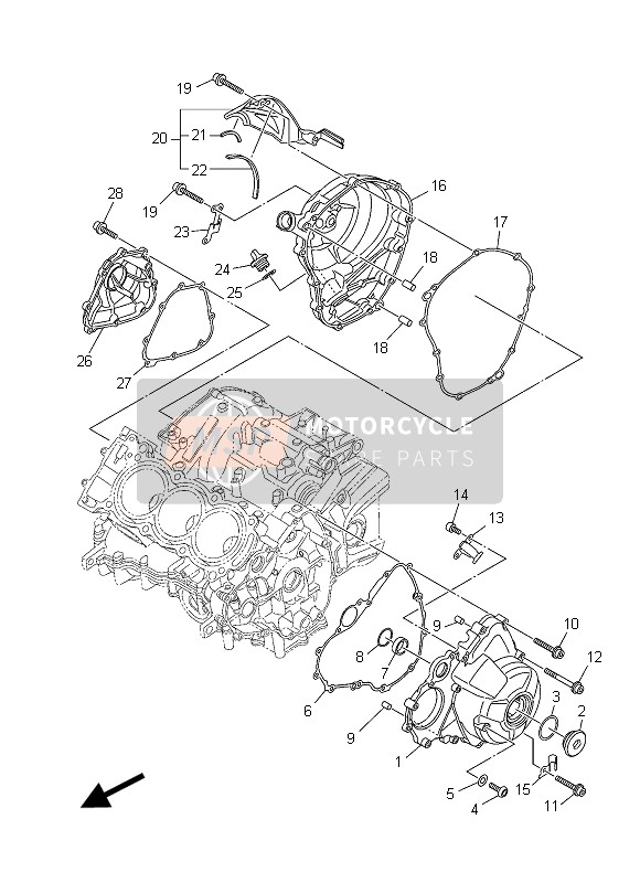 Yamaha MT09 ABS 2015 Tapa del cárter 1 para un 2015 Yamaha MT09 ABS