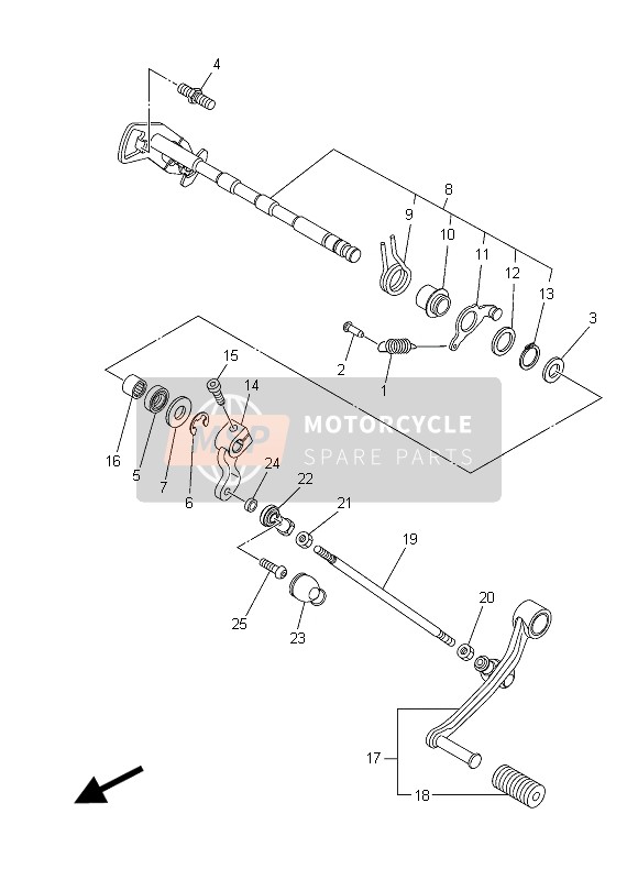 Yamaha MT09 ABS 2015 Schakelas voor een 2015 Yamaha MT09 ABS