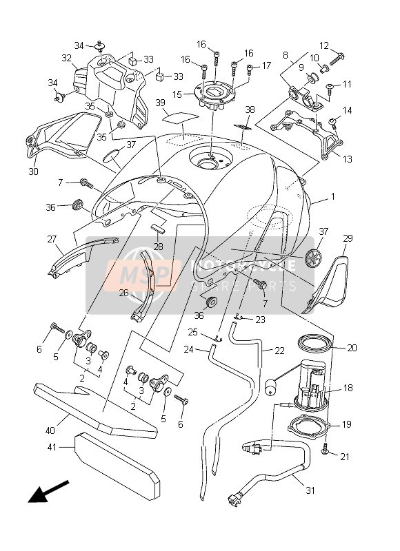 Yamaha MT09 ABS 2015 Depósito de combustible para un 2015 Yamaha MT09 ABS