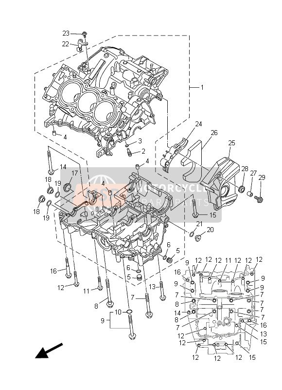 Yamaha MT09 TRACER ABS 2015 Caja Del Cigüeñal para un 2015 Yamaha MT09 TRACER ABS