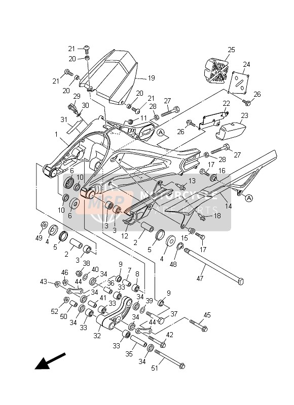 Yamaha MT09 TRACER ABS 2015 SCHWINGE HINTEN für ein 2015 Yamaha MT09 TRACER ABS