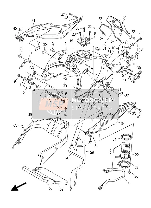 Yamaha MT09 TRACER ABS 2015 Réservoir d'essence (DRMK-MNM3) pour un 2015 Yamaha MT09 TRACER ABS
