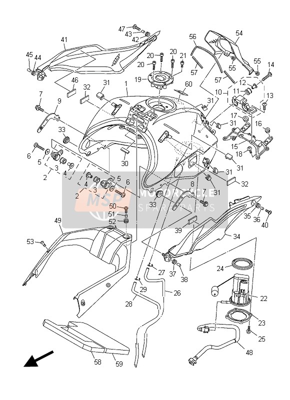Yamaha MT09 TRACER ABS 2015 Depósito de combustible (MS1) para un 2015 Yamaha MT09 TRACER ABS