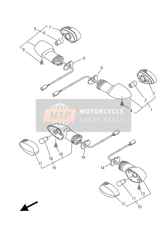 2PP833400000, Ass.Lampeggiatore Posteriore 2, Yamaha, 2
