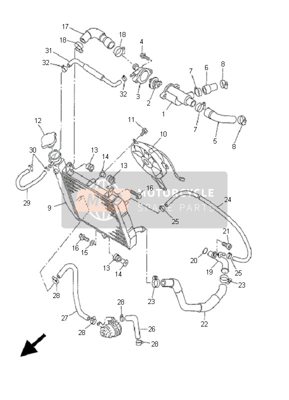 Yamaha YZF-R1 2001 Radiator & Hose for a 2001 Yamaha YZF-R1