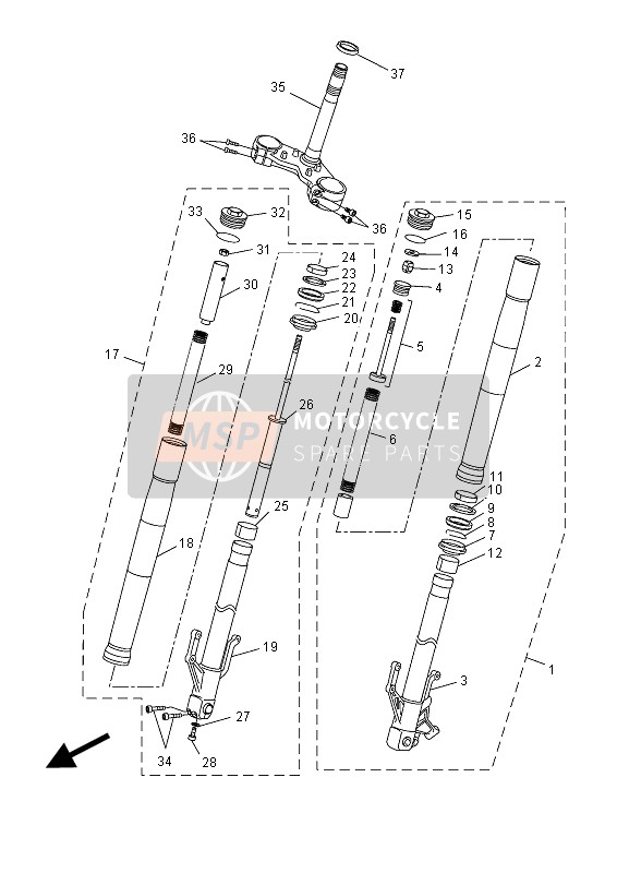 5D7F31413000, Spring Front Fork, Yamaha, 0